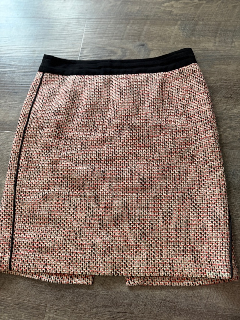 Banana Republic Pink Tweed Pencil Skirt with Black Trim